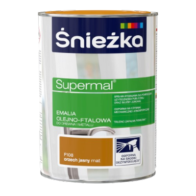 Śnieżka Olejna ORZECH JASNY MAT F108 0,8L Supermal farba olejno-ftalowa drewna metalu emalia