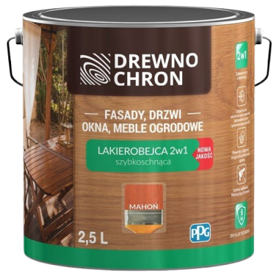 Drewnochron 2w1 Lakierobejca MAHOŃ 2,5L do drewna szybkoschnąca wodna wewnętrzna zewnętrzna podbitki altanki