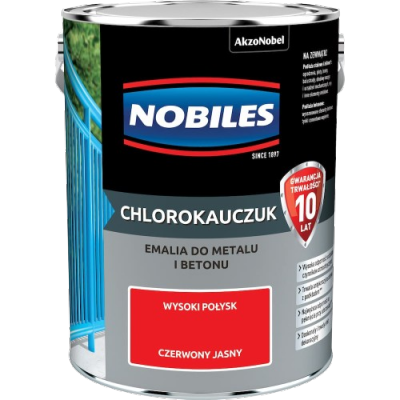 Chlorokauczuk 5L CZERWONY JASNY Nobiles farba metalu betonu emalia stali żeliwa