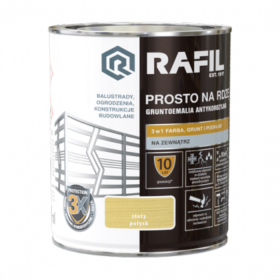 Rafil Na Rdzę 0,75L ZŁOTY POŁYSK farba szybkoschnąca antykorozyjna gruntoemalia do stali żeliwa
