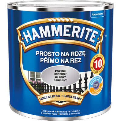 Hammerite Na Rdzę 0,25L SREBRNY POŁYSK hamerite farba szybkoschnąca antykorozyjna gruntoemalia