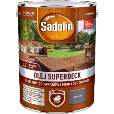 Sadolin Superdeck olej 5L ANTRACYT-OWY szary do drewna tarasów mebli ogrodowych mat