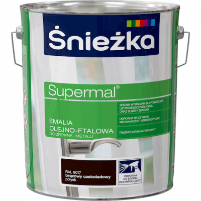 Śnieżka Olejna BRĄZ-OWY CZEKOLADOWY RAL8017 brązowa 10L Supermal farba olejno-ftalowa drewna metalu emalia połysk