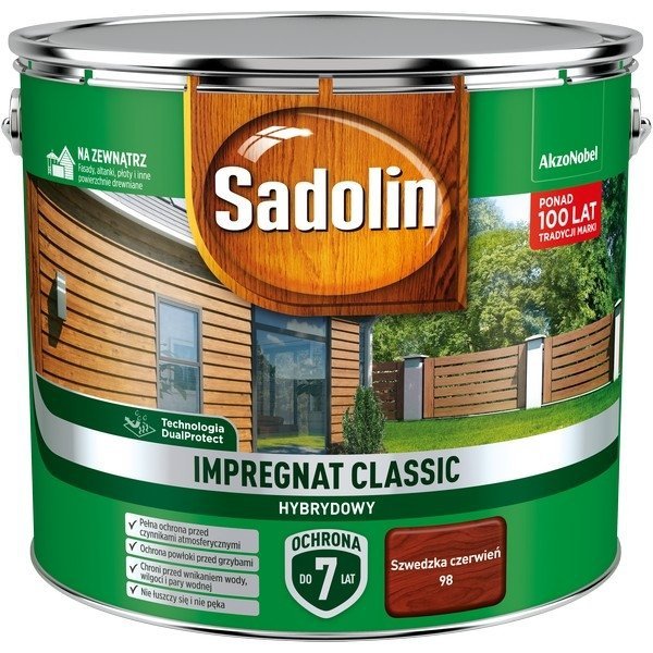 Sadolin Classic impregnat 9L SZWEDZKA CZERWIEŃ 98 drewna clasic