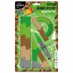 ZESTAW GEOMETRYCZNY 4 elem PUZZLE 20 cm EKIERKA CYRKIEL KĄTOMIERZ KIDEA