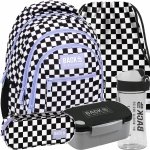 PLECAK KOMPLET 5w1 MŁODZIEŻOWY BACKUP SZKOLNY SZACHOWNICA KRATKA FIOLET