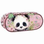 PIÓRNIK MIŚ PANDA OTWIERANY DLA DZIEWCZYNEK USZTYWNIANY Z KLAPKĄ SZKOLNY