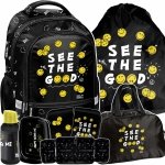 PLECAK SZKOLNY SMILEY DO 1 KLASY EMOTIKONY KOMPLET 6 ele BUŹKI EMOTKI PASO