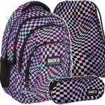 KOMPLET 3el PLECAK BACKUP SZKOLNY MŁODZIEŻOWY DZIEWCZĘCY SZACHOWNICA CRAZY