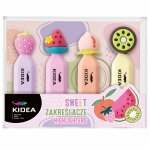 ZAKREŚLACZE PASTELOWE OWOCE ZESTAW 4 SZT. KIDEA 