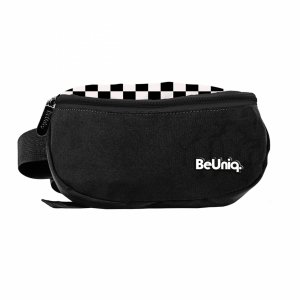 SASZETKA NERKA TORBA na PAS MŁODZIEŻOWA CZARNA BEUNIQ SZACHOWNICA KRATA