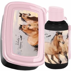 KONIE ZESTAW 2w1 BIDON ŚNIADANIÓWKA DLA DZIEWCZYNY NA DRUGIE ŚNIADANIE KOŃ