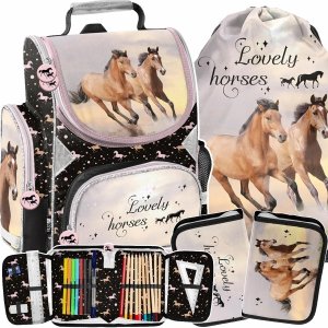 KOŃ TORNISTER SZKOLNY Z KONIEM DO 1 KLASY DO PODSTAWÓWKI KONIE KOMPLET 3 el