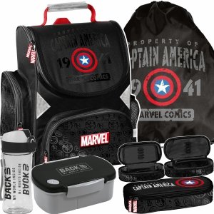 KAPITAN AMERYKA TORNISTER AVENGERS SZKOLNY CHŁOPIĘCY IRONMAN KOMPLET 5ele