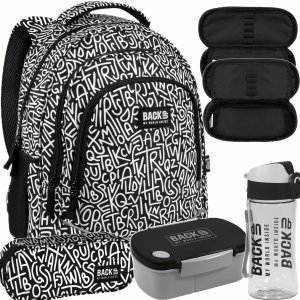 PLECAK ZESTAW 4 elem. BACKUP SZKOLNY MŁODZIEŻOWY LITERY GRAFFITI 3 KOMOROWY