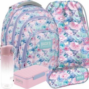 KWIATY BACKUP PLECAK MŁODZIEŻOWY KWIATKI SZKOLNY DZIEWCZĘCY ZESTAW 5w1