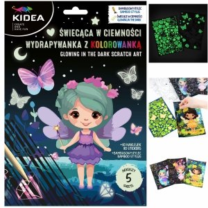 ŚWIECĄCA W CIEMNOŚCI WYDRAPYWANKA Z KOLOROWANKĄ MAGIC KIDEA KSIĘŻNICZKI
