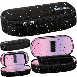 PIÓRNIK CZARNY w KROPKI ETUI SZKOLNY USZTYWNIANY MŁODZIEŻOWY BEUNIQ