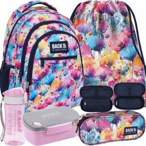 PLECAK DLA MŁODZIEŻY BACKUP KWIATOWY SZKOLNY KOLOROWE KWIATY DERFORM