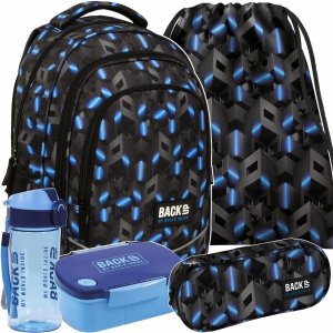 KOMPLET 5 ele. BACKUP RIDDLE PLECAK SZKOLNY ABSTRAKCJA 3D CHŁOPIĘCY