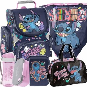 STITCH TORNISTER KOMPLET 6w1 DLA DZIEWCZYNEK DO PODSTAWÓWKI DO 1 KLASY