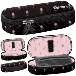 KWIATY PIÓRNIK DLA UCZNIÓW RÓŻE BEUNIQ ETUI SZKOLNY CZARNY