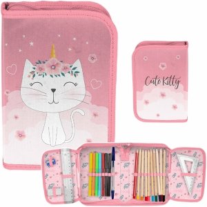 PIÓRNIK Z WYPOSAŻENIEM Z KOTKIEM SZKOLNY DLA DZIEWCZYNEK KOTEK CATS PASO