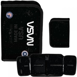 Nasa Czarny Piórnik Szkolny do 1 klasy Podstawówki Paso [PP23SA-P001BW]