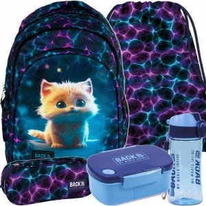 PLECAK KOTEK BACKUP SZKOLNY MŁODZIEŻOWY KOMPLET 5elem. CATS 3 WZORY z KOTEM