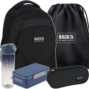 KOMPLET 5w1 BACKUP CZARNY PLECAK DUŻY SZKOLNY MŁODZIEŻOWY 3 KOMOROWY