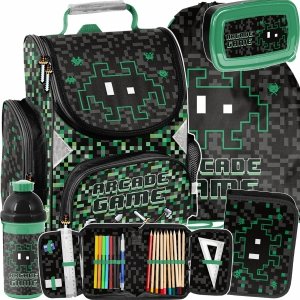 KOMPLET 5 ele GAMER  TORNISTER SZKOLNY GAMING DLA CHŁOPAKÓW PODSTAWÓWKI