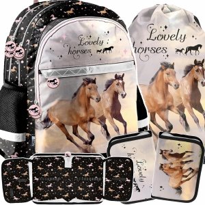 PLECAK KOŃ SZKOLNY ZESTAW 3w1 DO 1-3 KLASY PODSTAWÓWKI DZIEWCZĘCY KOŃ HORSE