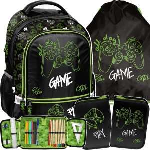 PLECAK GAMEPAD SZKOLNY GRA DO 1 KLASY PODSTAWÓWKI DLA CHŁOPAKA KOMPLET 3w1