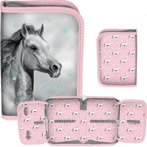 Piórnik z Koniem Szkolny Jednokomorowy Rozkładany Koń [PP23KO-P001BW]