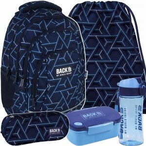 PLECAK BACKUP SZKOLNY MŁODZIEŻOWY DLA CHŁOPAKA NIEBIESKI ION KOMPLET 5ele