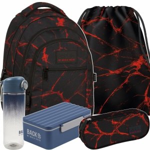 BACKUP PLECAK MŁODZIEŻOWY CHŁOPIĘCY SZKOLNY CZARNY KOMPLET 5w1