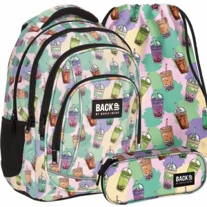 BACKUP PLECAK SZKOLNY MŁODZIEŻOWY BUBBLE TEA ZESTAW 3ele. DLA DZIEWCZYNY