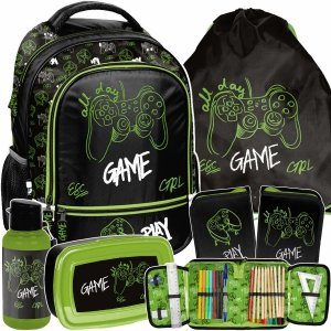 PLECAK GAMEPAD SZKOLNY GRA DO 1 KLASY PODSTAWÓWKI DLA CHŁOPAKA KOMPLET 5w1