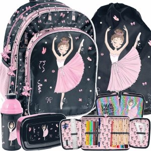 PLECAK SZKOLNY TANCERKA DLA DZIEWCZYNY DO 1 KLASY ZESTAW 5w1 BALERINA PASO