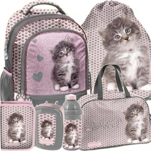 Szkolny Plecak dla Uczennicy Kot Kotek Szary [RLD-260]