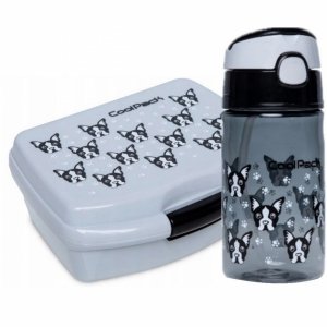 Komplet 2w1 z PIESKIEM Bidon Śniadaniówka PIESKI dla Dziewczyny DOG