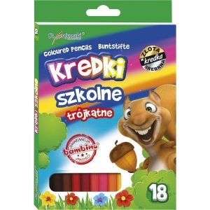 Nowoczesne Kredki Bambino Szkolne Trójkątne 18 Kolorów Ołówkowe [002670]