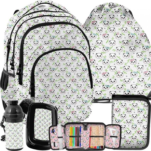 Plecak Szkolny dla Dziewczyny Misie Panda Komplet 5w1 [PP21PN-2706]