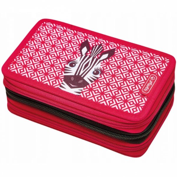 HERLITZ DZIEWCZĘCY PIÓRNIK 3 komorowy DO SZKOŁY z WYPOSAŻENIEM ZEBRA