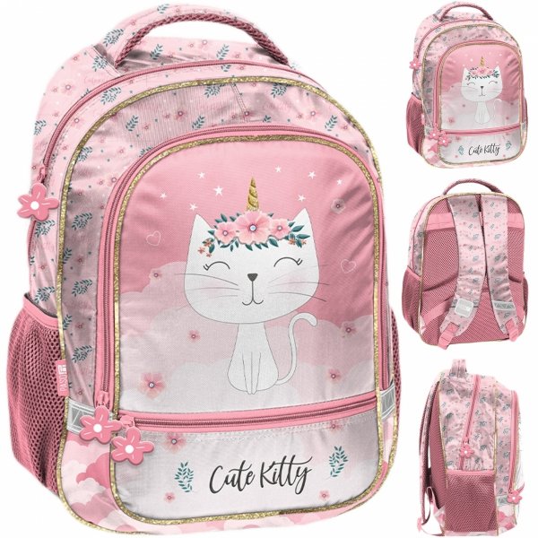 PLECAK SZKOLNY KOTY DO 1 KLASY PODSTAWÓWKI KOTEK DZIEWCZĘCY Z KOTKIEM CATS