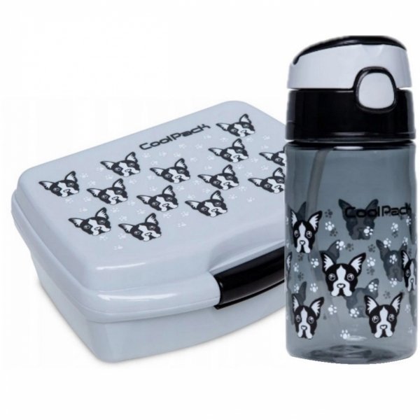 Komplet 2w1 z PIESKIEM Bidon Śniadaniówka PIESKI dla Dziewczyny DOG