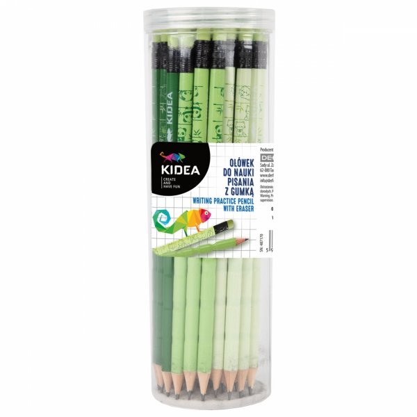 OŁÓWEK OKRĄGŁY KIDEA z GUMKĄ DO NAUKI PISANIA 1 SZT.