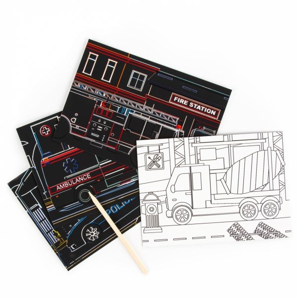 Wydrapywanka Kolorowanka 2w1 zestaw kreatywny Pojazdy Auta Kidea