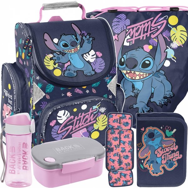 STITCH TORNISTER KOMPLET 5w1 DZIEWCZĘCY DO PODSTAWÓWKI DO 1 KLASY