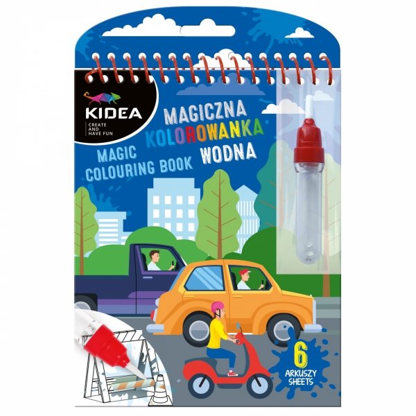 AUTA MAGICZNA WIELORAZOWA KOLOROWANKA WODNA KIDEA DLA DZIECKA POJAZDY